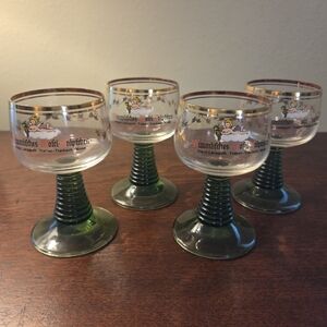 German Romer Franz Langguth Small Glass Cordial/Wine Glasses Set Of 4